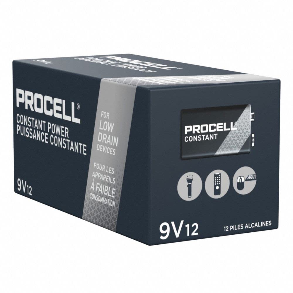Duracell Procell Alkaline Batteries, 9V, 12/Box