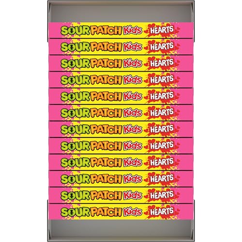 SOUR PATCH KIDS Soft & Chewy Valentines Day Candy Hearts, Bulk Candy, 12 - 3.1 oz Boxes