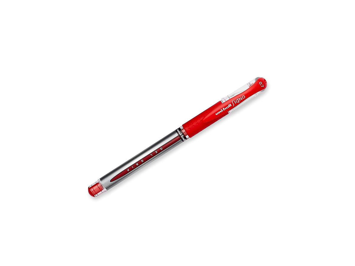 Uni-Ball 65452 Signo Gel Grip Roller Ball Stick Pen, Red Ink, Medium, Dozen