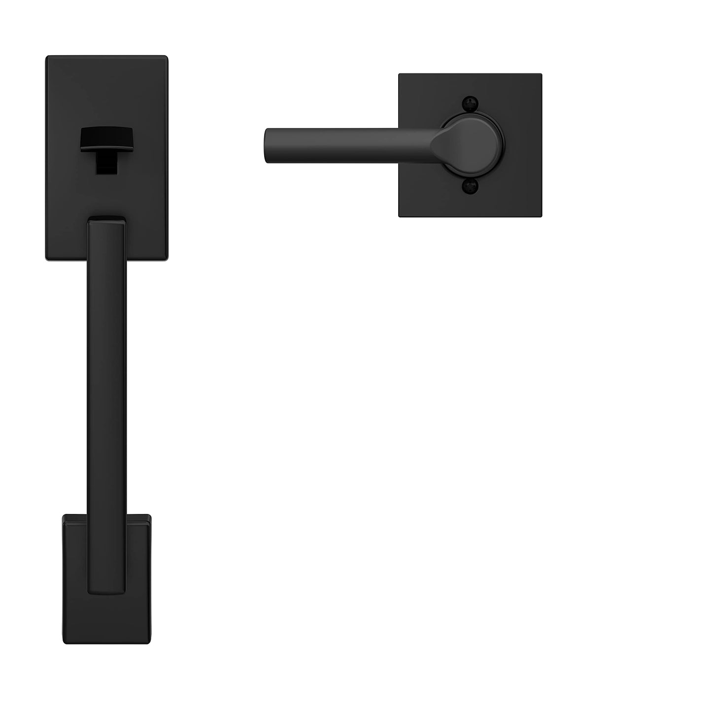 Schlage FE285 CEN 622 BRW COL Century Front Entry Handle and Broadway Lever Lower Half Grip, Collins Interior Trim, Matte Black