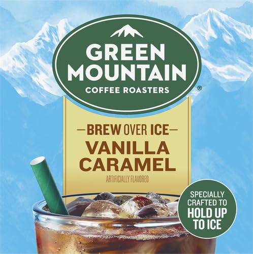 Green Mountain Coffee Roasters ICED Vanilla Caramel, Single Serve Keurig K-Cup Pods, Flavored Iced Coffee, 12 Count
