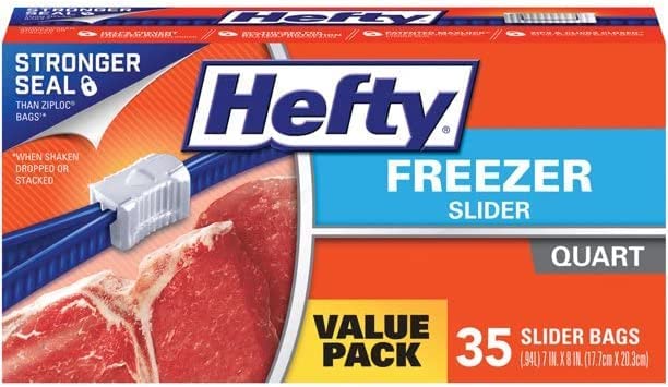 Hefty Freezer Slider Bags, Quart 35 Count, (Pack of 9)