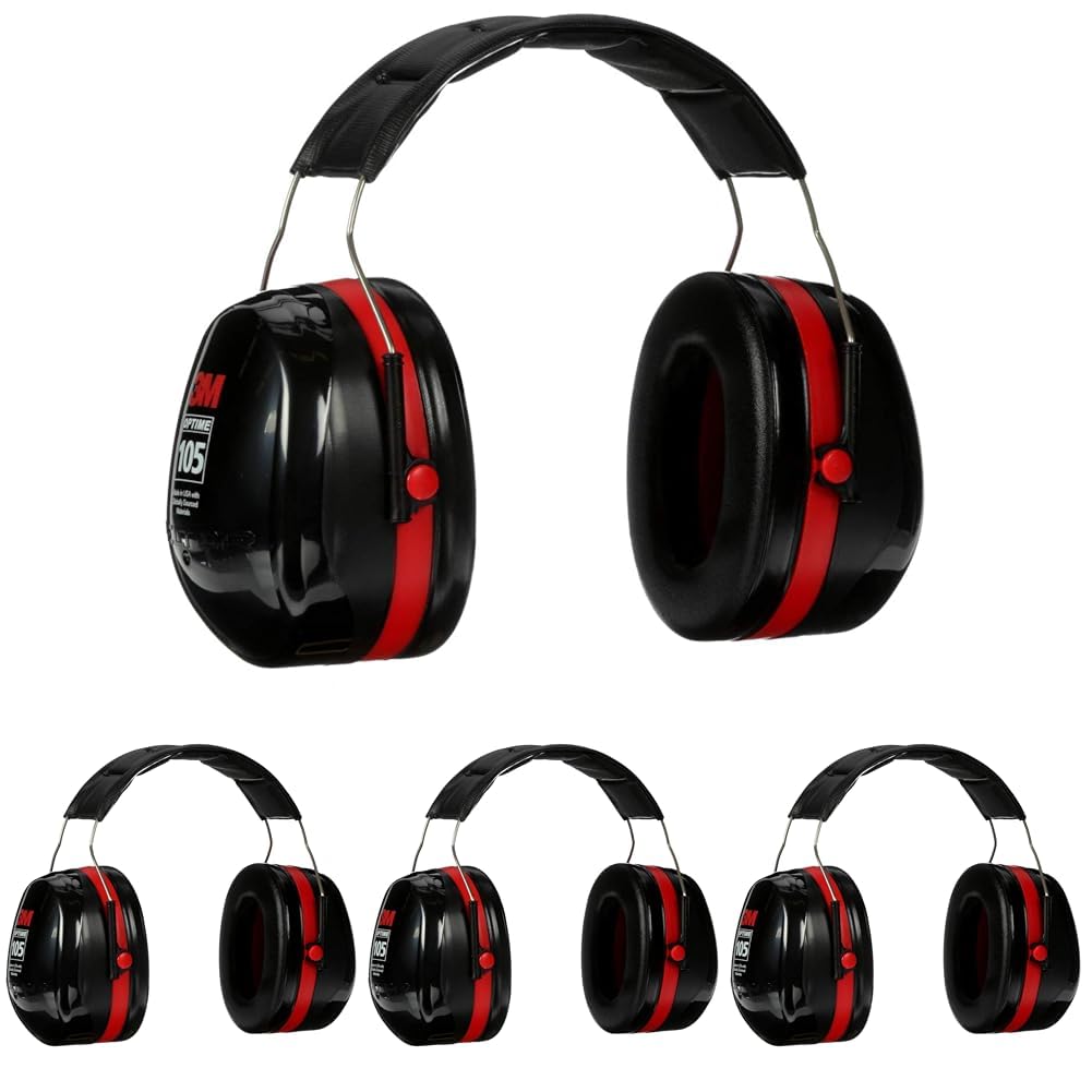 3M Standard Earmuffs, Black/Red, Over The Head
