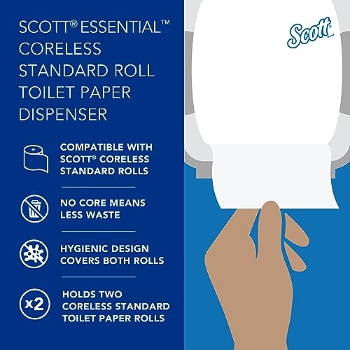 Kimberly-Clark Scott Essential Double Roll Coreless Toilet Paper Dispenser (09605),, Pearl White