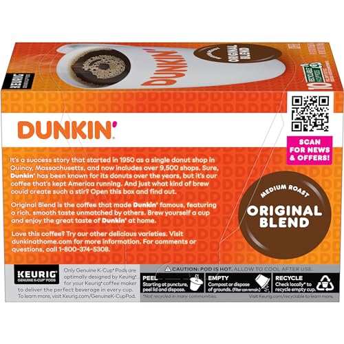 Dunkin' Original Blend Medium Roast Coffee, 10 Keurig K-Cup Pods
