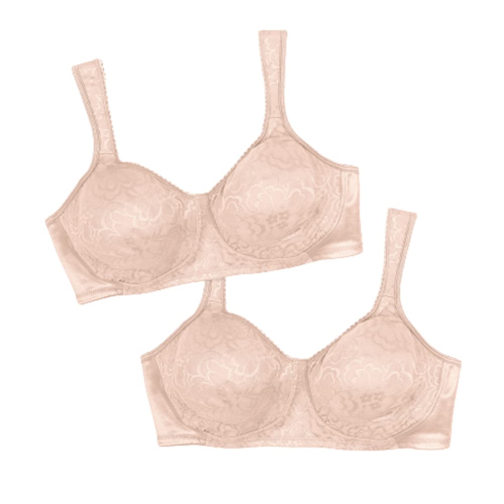 Playtex Women's 18-Hour Ultimate Lift Wireless Full-Coverage Bra, Single, Sandshell/Sandshell, 2-Pack, 36D