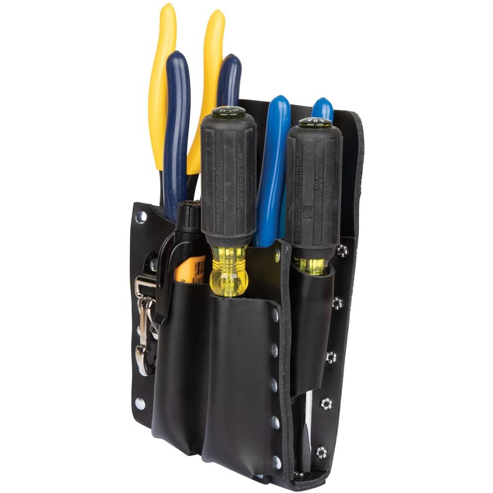 Klein Tools 5126 Leather Tool Pouch with Knife Snap, 5-Pocket