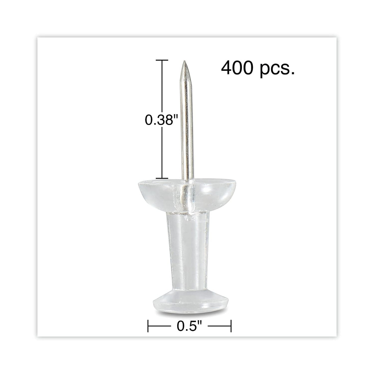 Universal UNV31306 3/8 in. Plastic Push Pins - Clear (400/Pack)