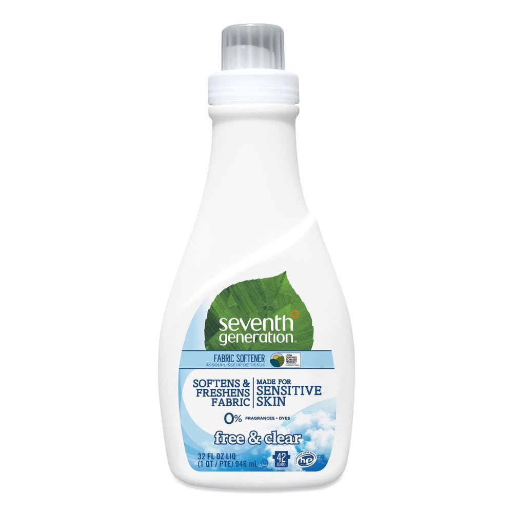 Seventh Generation Laundry Fabric Softener Liquid, Free & Clear, Reduces Static, 32 Fl Oz