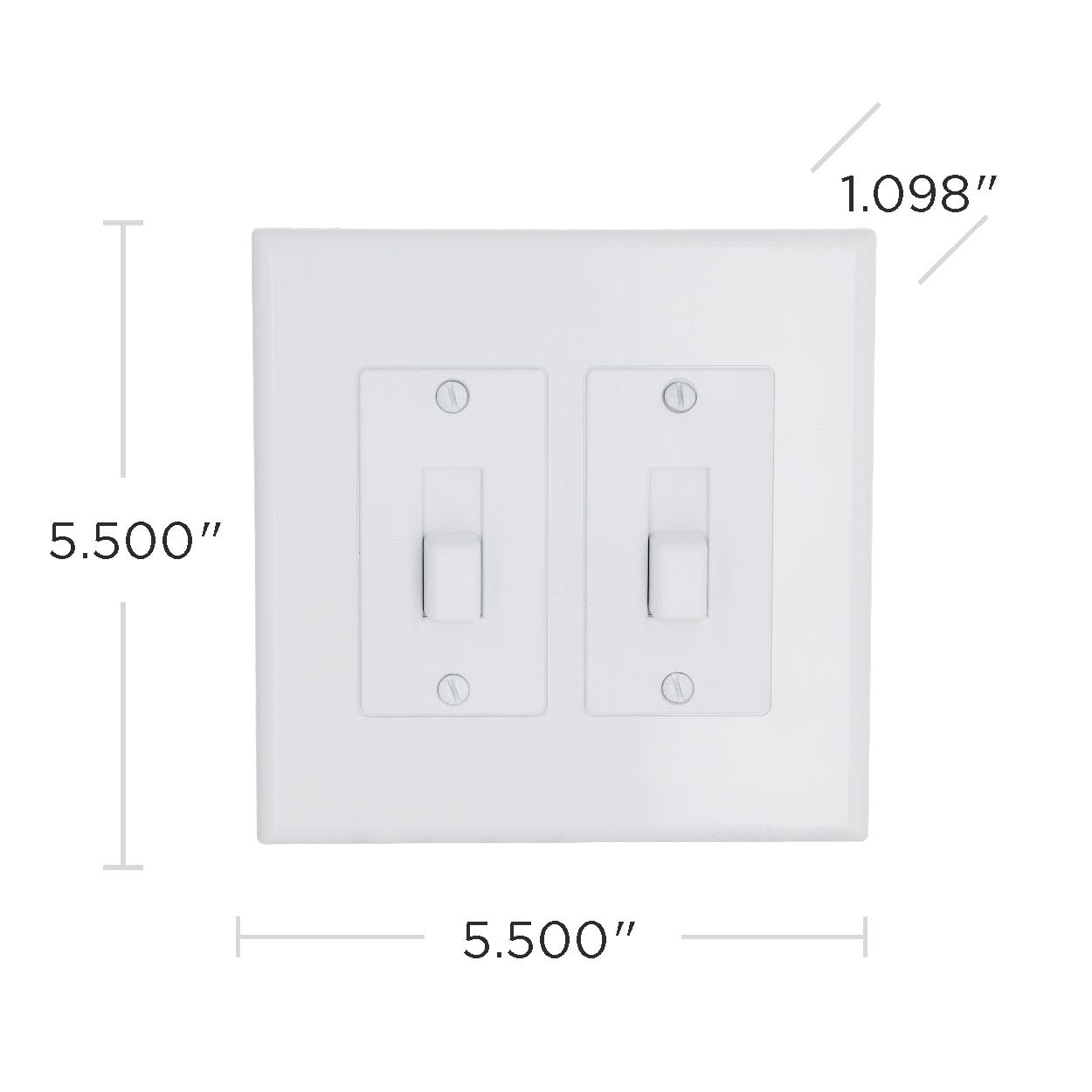 TayMac 2672W 2-Gang MASQUE Decorator Cover, Toggle, White