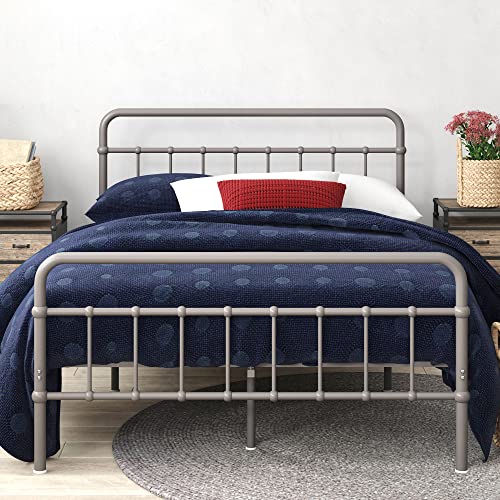 ZINUS Florence Metal Platform Bed Frame, Mattress Foundation, No Box Spring Needed, Easy Assembly, Grey, Twin