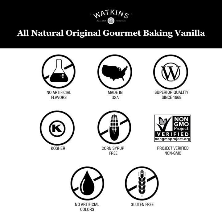 Watkins All Natural Original Gourmet Baking Vanilla, with Pure Vanilla Extract, 8 Fl Oz (Pack of 6)