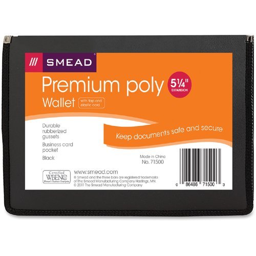 Smead Poly Premium Expanding File Wallet with Closure, 5-1/4" Expansion, Letter Size, Black (71500)