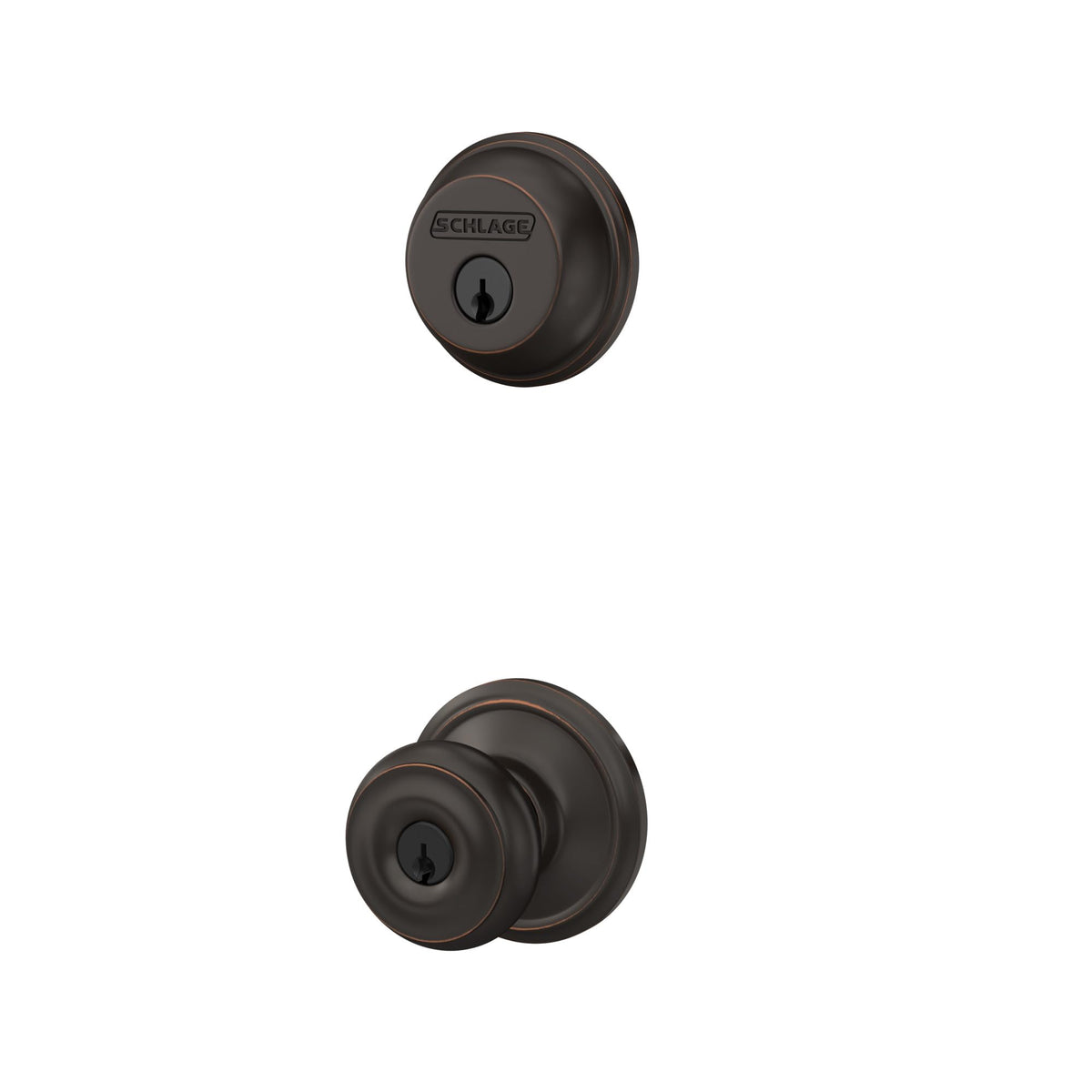 SCHLAGE FB50NVGEO716 Georgian Entry Deadbolt Lock, Aged Bronze