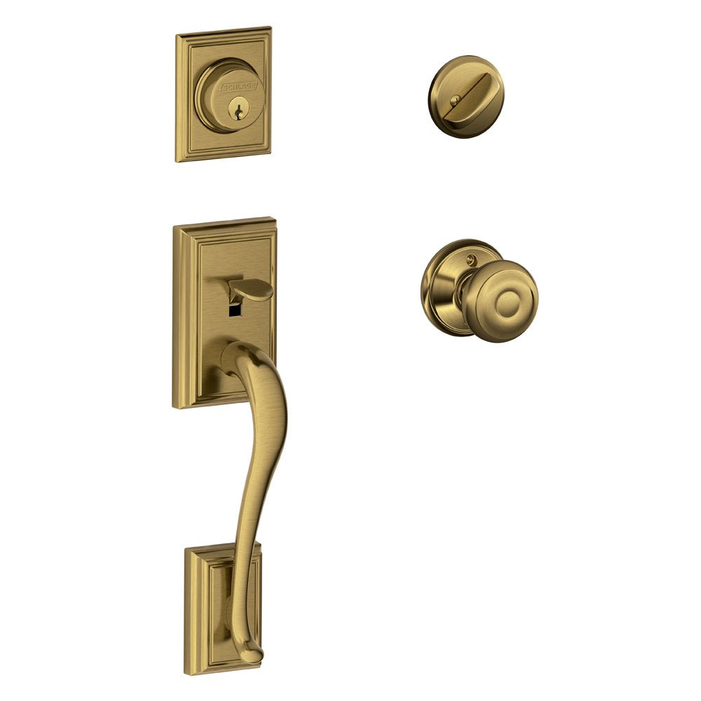Schlage F60 ADD 609 GEO, Standard Interior Trim, Antique Brass