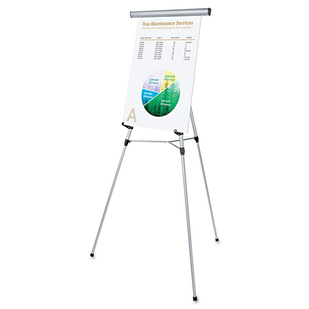 Universal UNV43050 3 Leg Telescoping Easel with Pad Retainer Adjusts 34 in. to 64 in. - Aluminum, Silver