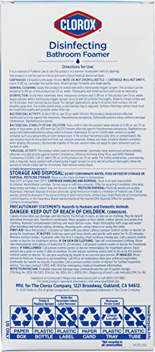 Clorox Disinfecting Bathroom Foamer Starter Kit with One Reusable Bottle Plus 2 Refill Cartridges, Household Essentials, Makes 50 Ounces of Cleaner