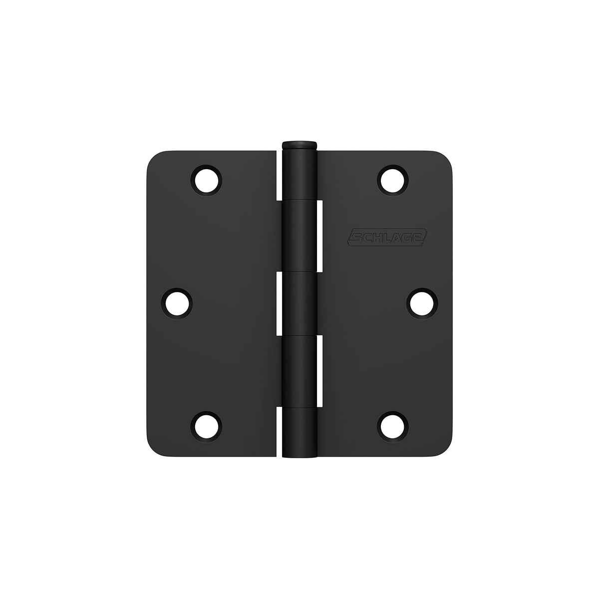 Schlage 3.5" Door Hinge with 1/4" Radius Round Corner in Matte Black (3-Pack)