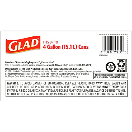 Glad Small Trash Bags 4 Gallon, Febreze Cherry Blossom Garbage Bags, Odor Resistant with Drawstring, 80 Count