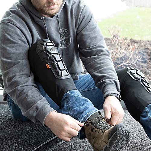 Klein Tools 60615 Knee Pad, Heavy Duty Padded Knee Sleeves, Breathable Mesh Back, Elastic Cuff with Slip-Resistant Silicone, S/M, Black