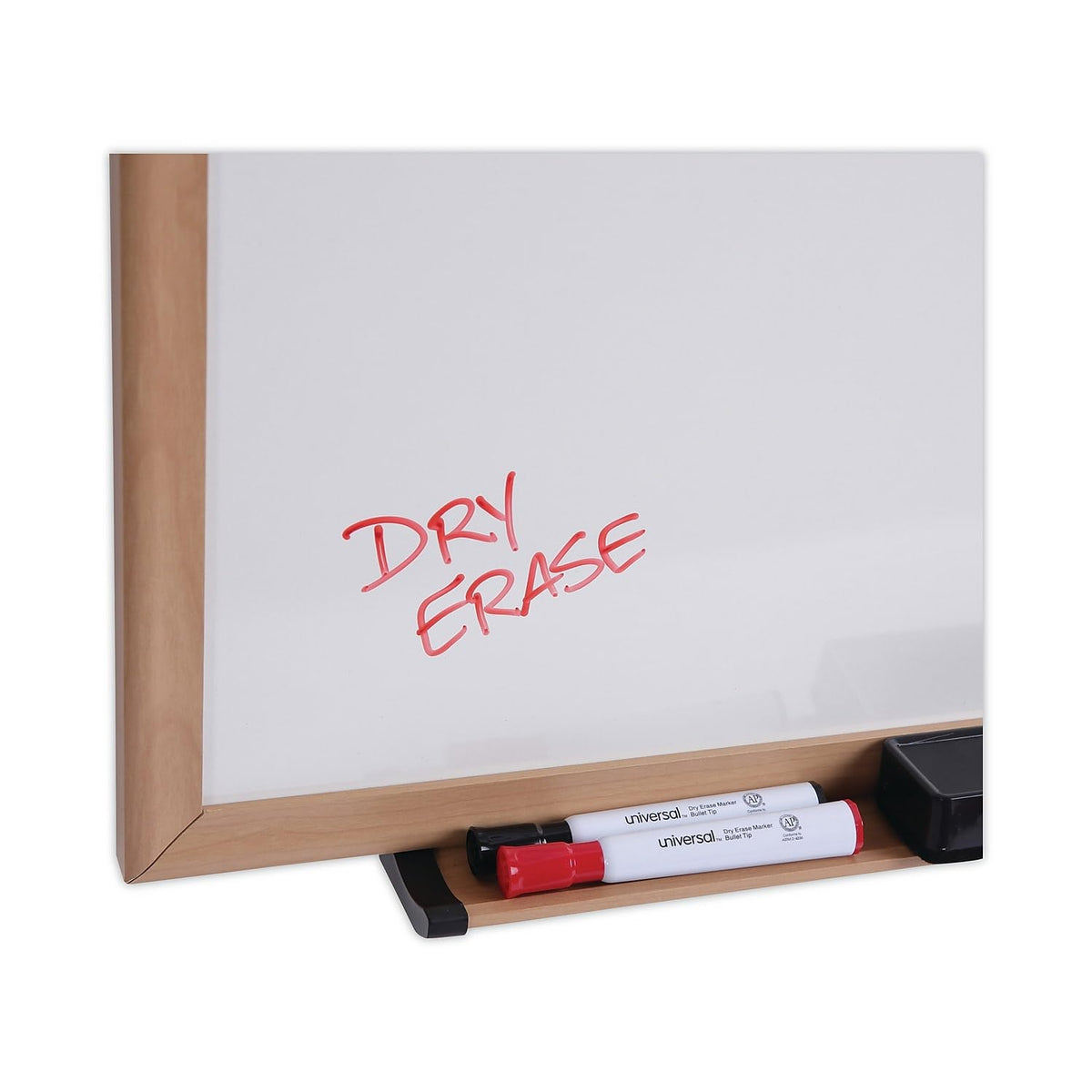 Universal Dry Erase Board, Melamine, 36 x 24, Oak Frame (UNV43619)
