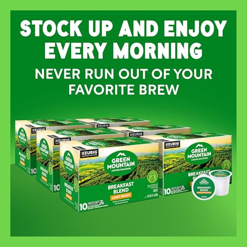 Green Mountain Coffee Roasters Breakfast Blend, Keurig Single Serve K-Cup Pods, Light Roast Coffee, 60 Count, (6 Packs of 10)