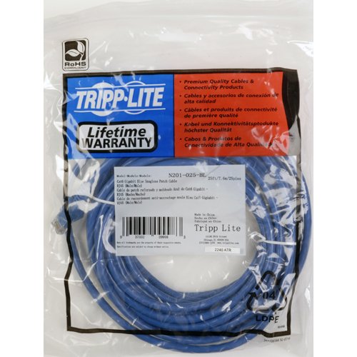 Tripp Lite Cat6 Gigabit Snagless Molded Patch Cable (RJ45 M/M) - Blue, 1-ft.(N201-001-BL)