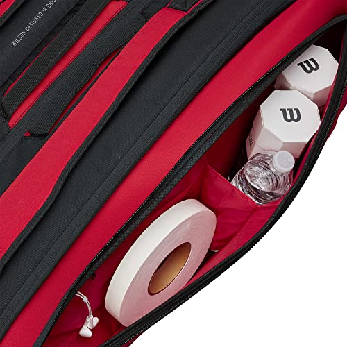 WILSON Clash V2 Super Tour Tennis Racket Bag - Red/Black, Holds up to 15 Rackets