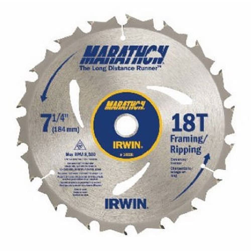 IRWIN Tools MARATHON Carbide Corded Circular Saw Blade, 7 1/4-inch, 18T (14028)