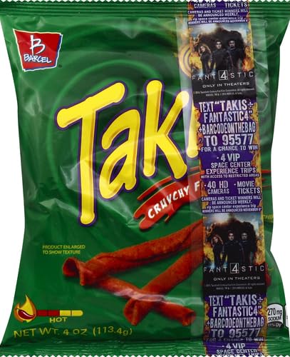 TAKIS Rolled Crunchy Fajitas Tortilla Chips Box with 6 bags of 4 ounces
