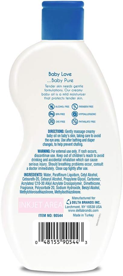 personal care Moisturizing Creamy Baby Oil, Hypoallergenic,12 oz Pack of 3