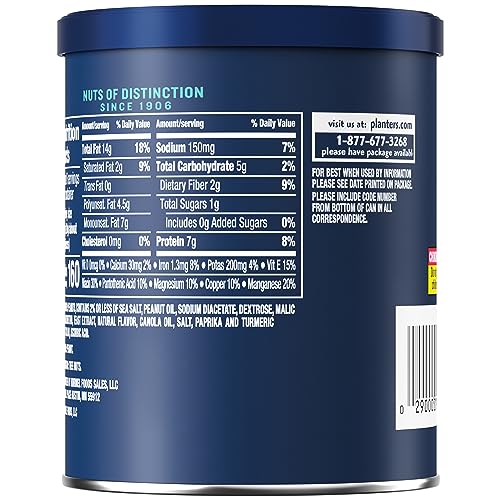 PLANTERS Sea Salt & Vinegar Peanuts (8 ct Pack, 6 oz Canisters)
