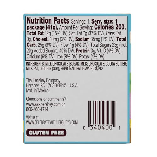 HERSHEY'S KISSES Solid Milk Chocolate, Easter Candy Gift Box, 1.45 oz (12 Pack)