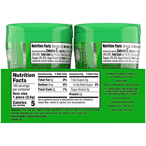 Trident Vibes Spearmint Rush Sugar-Free Chewing Gum, 4 Bottles of 40 Pieces (160 Total Pieces)