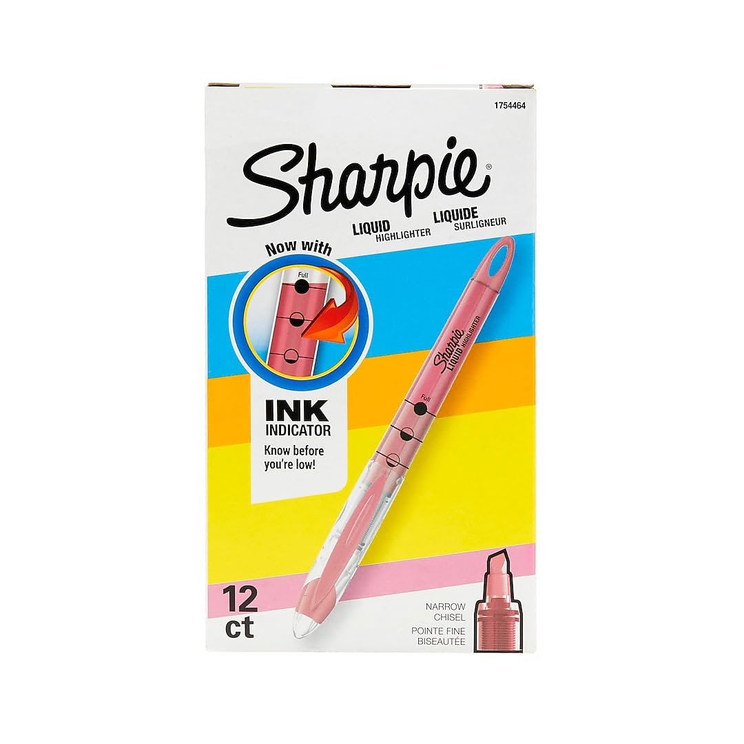 Sharpie 1754464 Accent Liquid Pen Style Highlighter Chisel Tip Fluorescent Pink Dozen