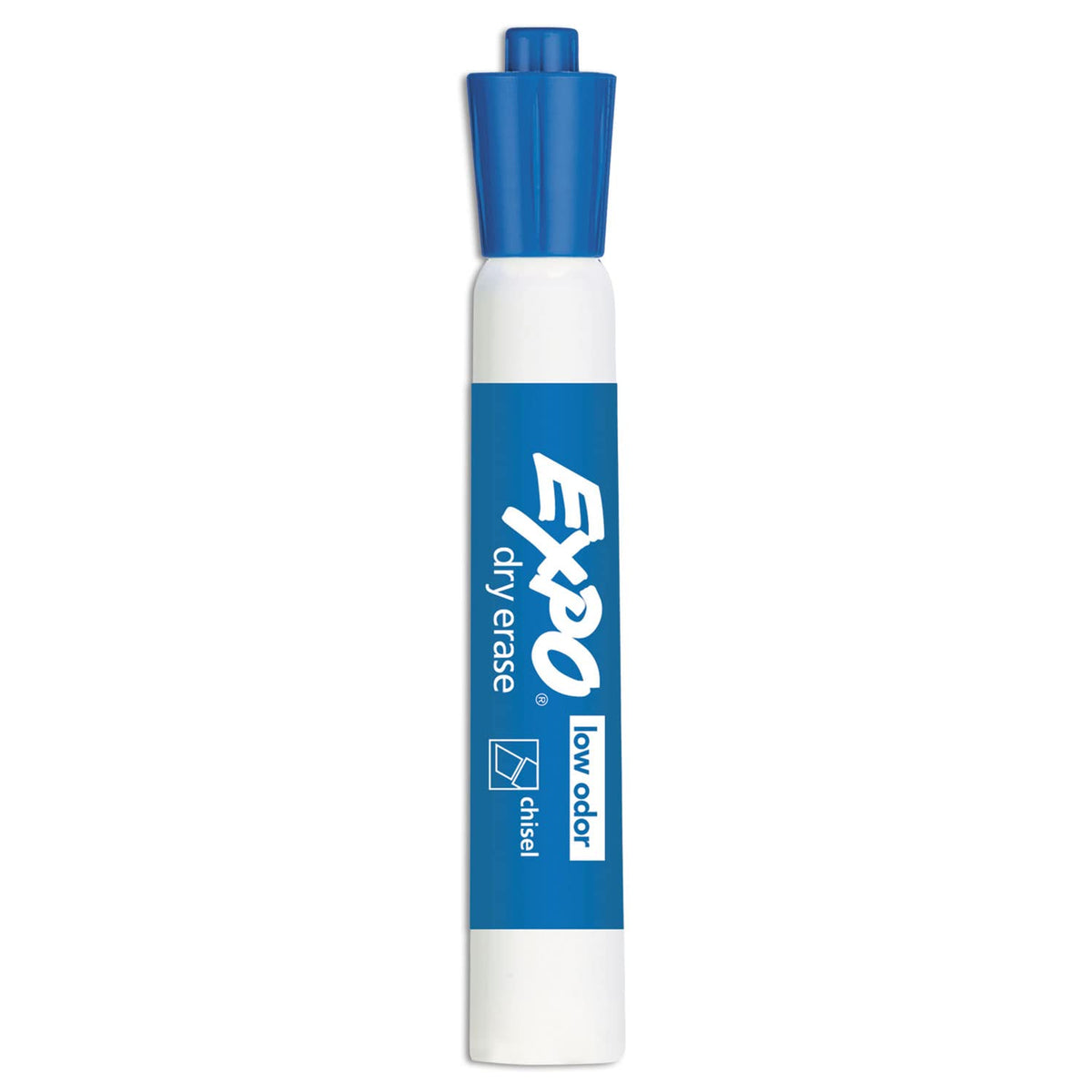 EXPO Low Odor Dry Erase Markers, Chisel Tip, Blue, 12 Count