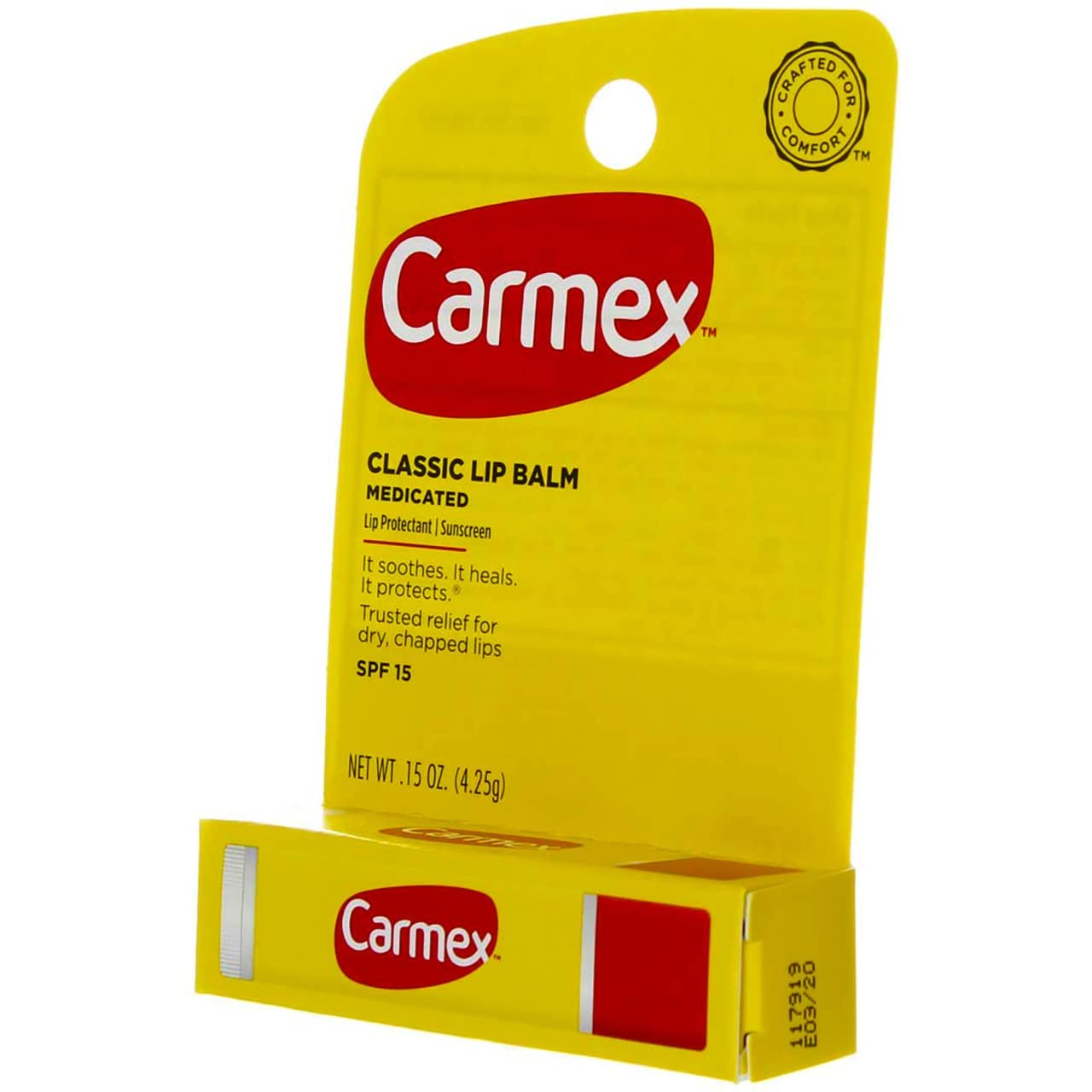 Carmex Classic Lip Balm, Lip Protectant Sunscreen SPF 15, 0.15 Oz