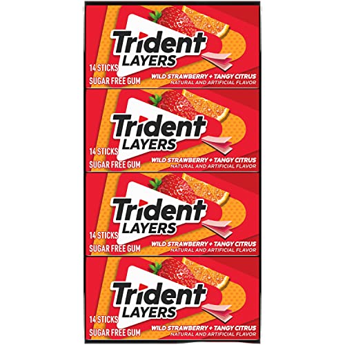 Trident Layers Strawberry & Citrus Sugar Free Gum, 12 Packs of 14 Pieces