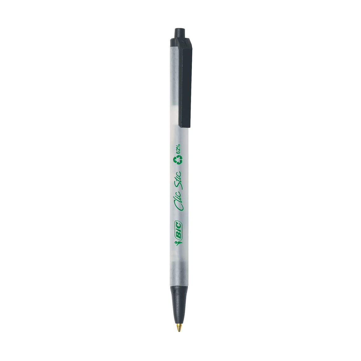 BIC Ecolutions Clic Stic Black Ballpoint Pens, Medium Point (1.0mm), 48-Count Pack, Retractable Ball Point Pens Made from 78% Recycled Plastic