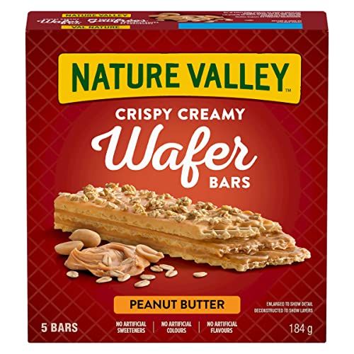 NATURE VALLEY Crispy Creamy Wafer Bars, Peanut Butter, 5 Count per box, 184g/6.5 oz., {Imported from Canada}