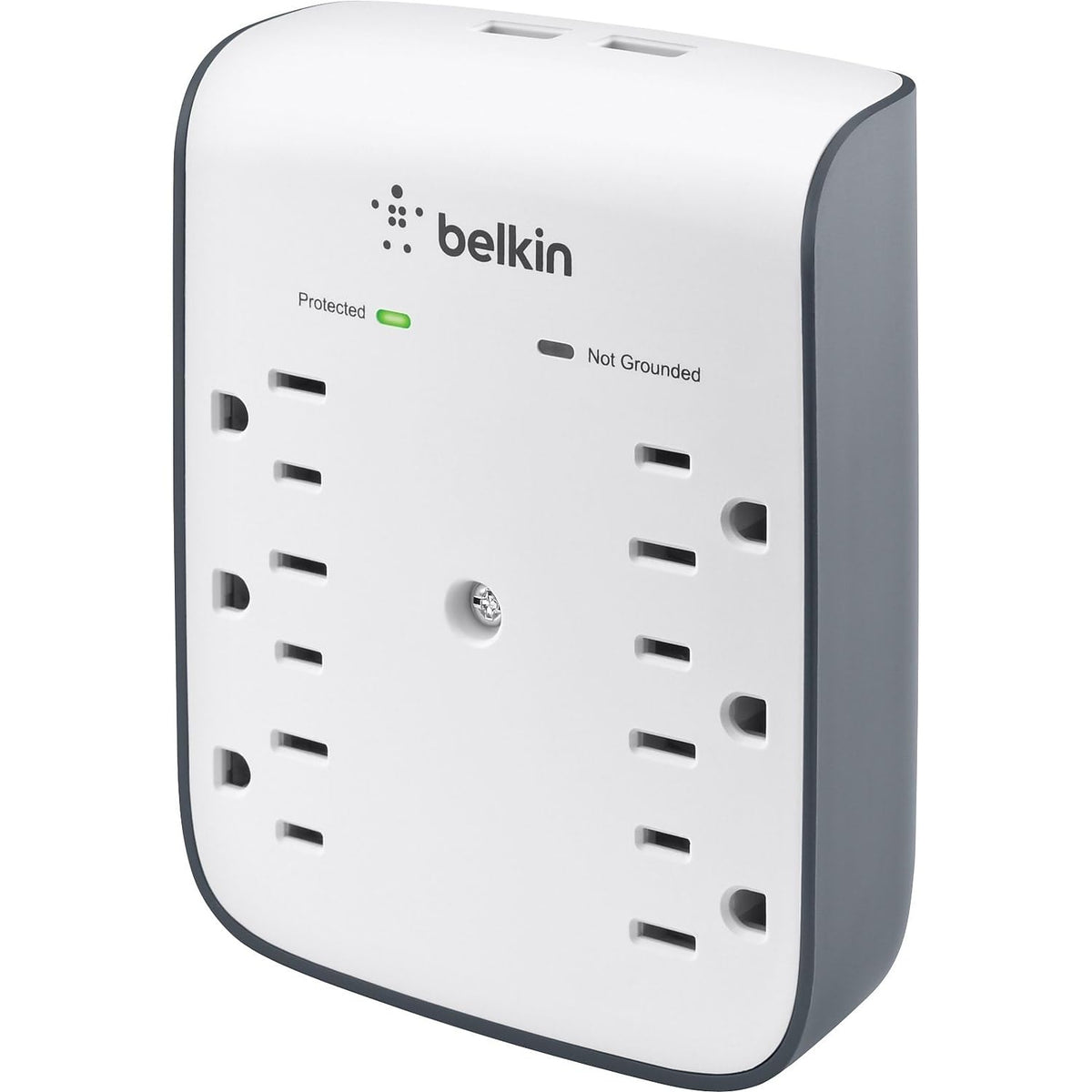 Belkin BSV602TT SurgePlus USB Wall Mount Charger, 6 Outlets; 2 USB, White