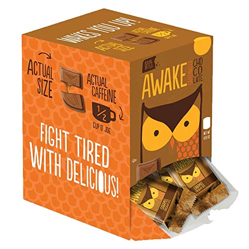 AWAKE Caffeinated Chocolate Bites, Caramel Chocolate Energy Snack, 1 Bite Equals 1/2 Cup of Coffee, 50 Bites