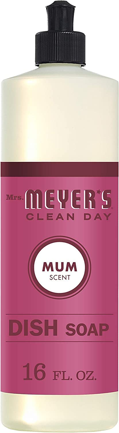 Mrs. MEYER'S Clean Day Liquid Dish Soap, Biodegradable Formula, Mum,16 Fl Oz. (Pack of 6)