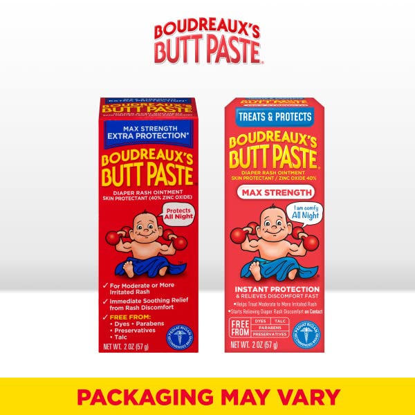 Boudreaux's Butt Paste Maximum Strength Diaper Cream, 2 Ounce (3 Pack)