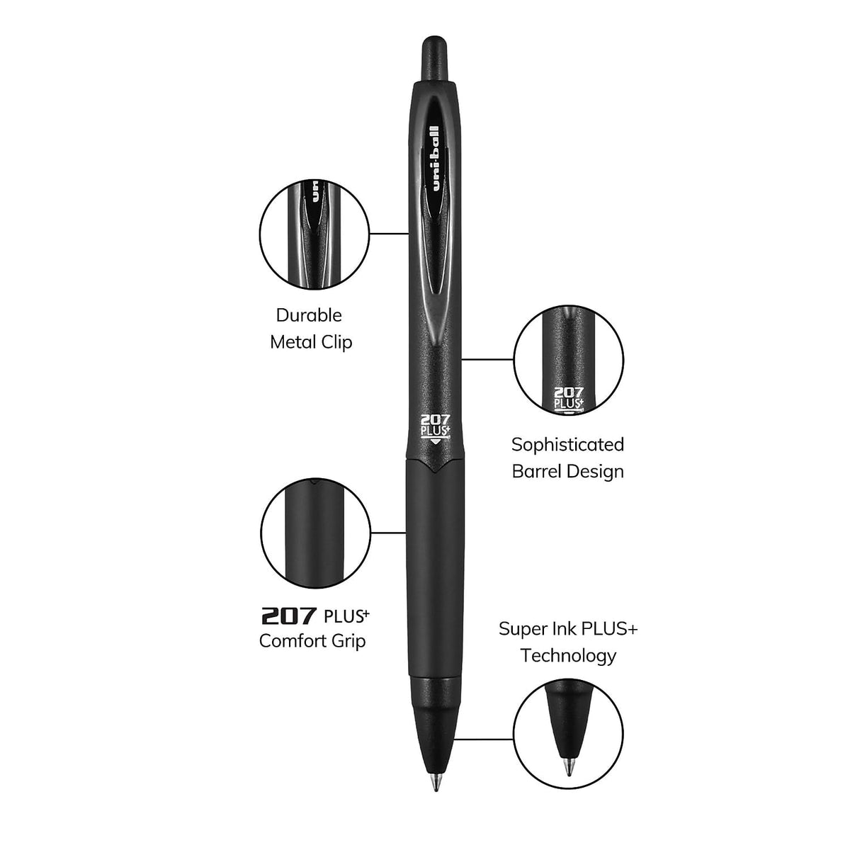 207PLUS+ Gel, 0.7MM, Black, OS Dozen