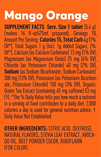 Nuun Sport + Caffeine: Electrolyte Drink Tablets, Mango Orange, 1 Tube (10 Servings)