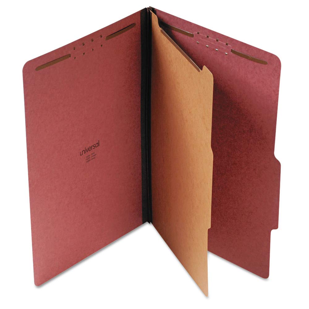 Universal UNV10260 4-Section Pressboard Classification Folder - Legal, Red (10/Box)