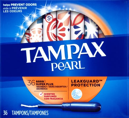Tampax Pearl Plastic Tampons, Super Plus Absorbency, Scented, 36 Count