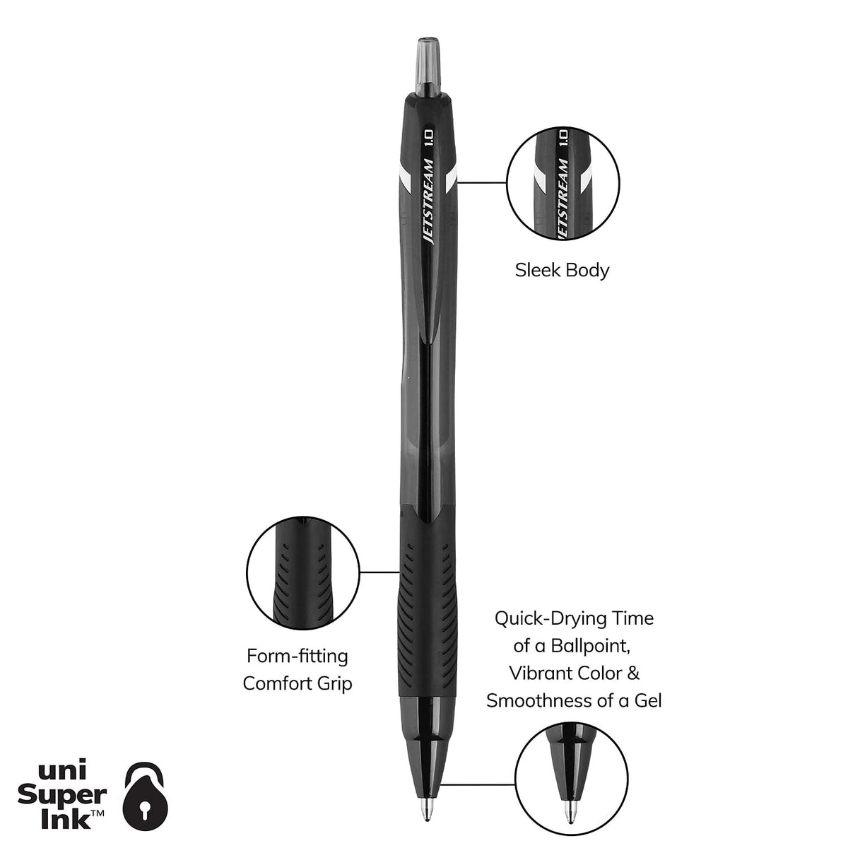 uni-ball Jetstream Elements Ballpoint Pen, Retractable, Medium 1 mm, Assorted Ink and Barrel Colors, 12/Pack