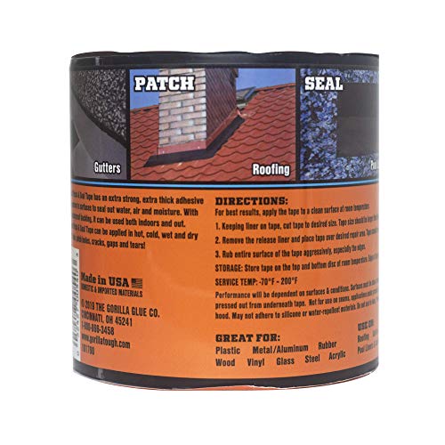 Gorilla Waterproof Patch & Seal Tape 4" x 10' Black, (Pack of 2)
